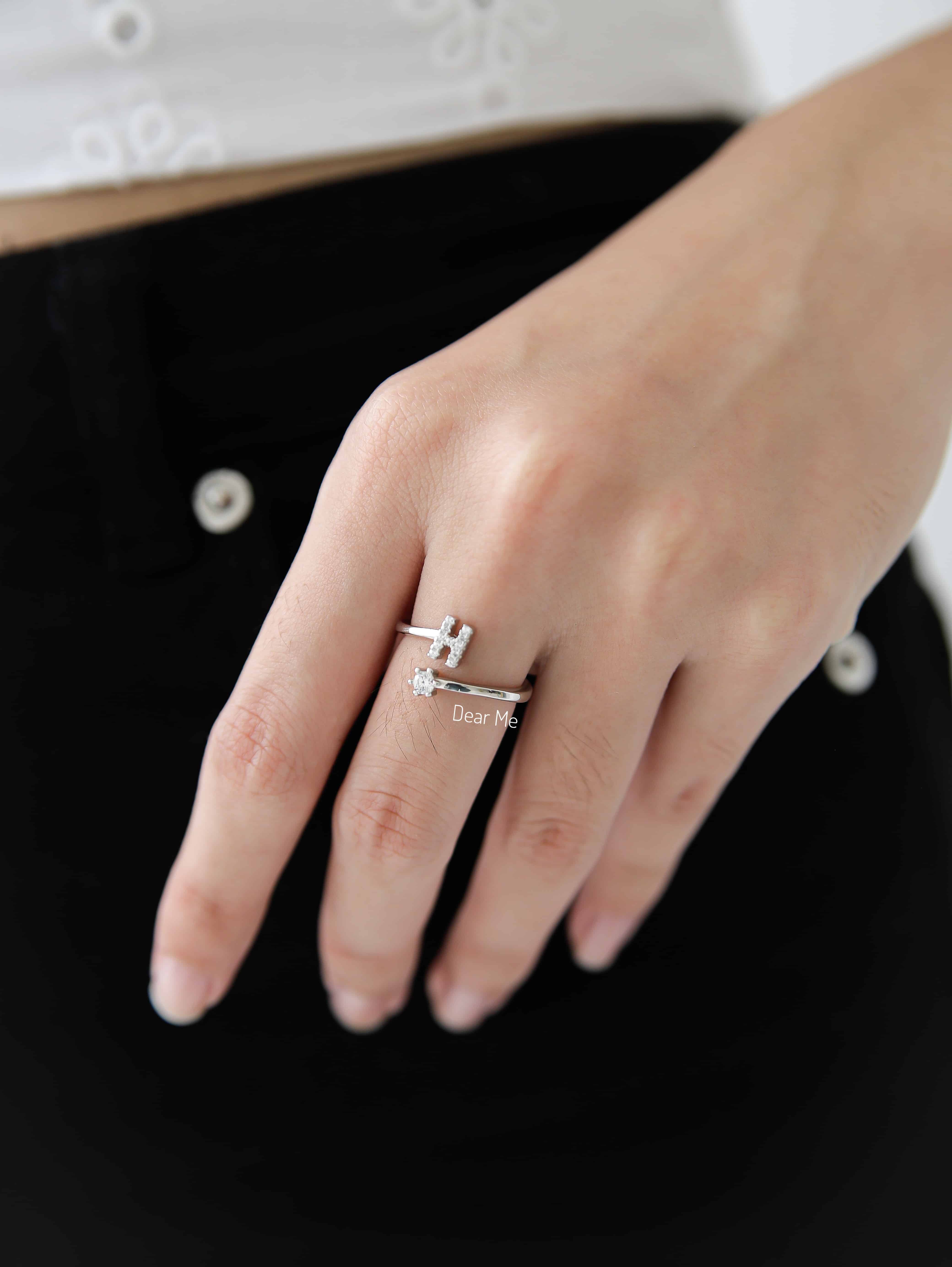 Mini Letter Ring A-Z (925 Sterling Silver) - Dear Me Jewelry